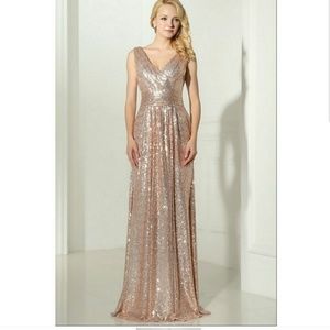 Rose Gold sequin bridesmaids dress sz 10